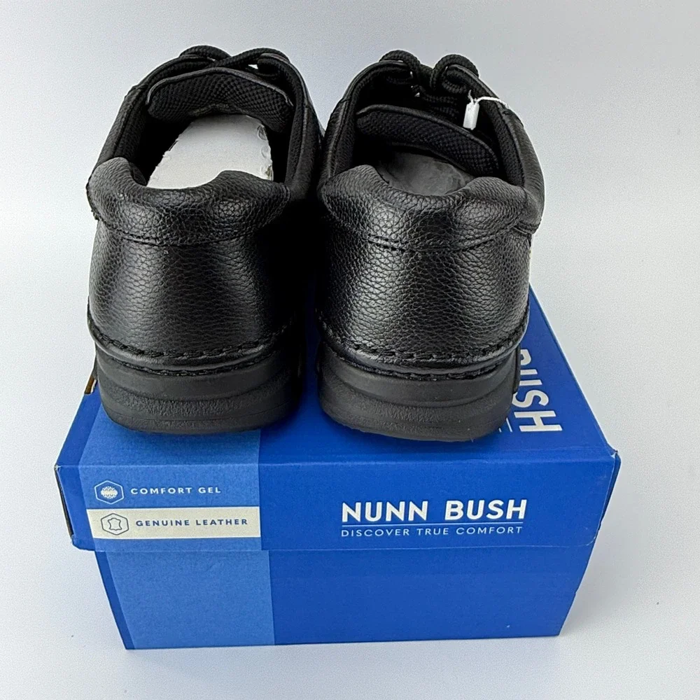 Nunn Bush Cameron Leather Comfort Gel Shoes Mens 11 W Black Tumble NIB